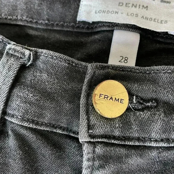 FRAME denim | Black 'Le Skinny High' Jeans in Film Noir - Picture 8 of 15